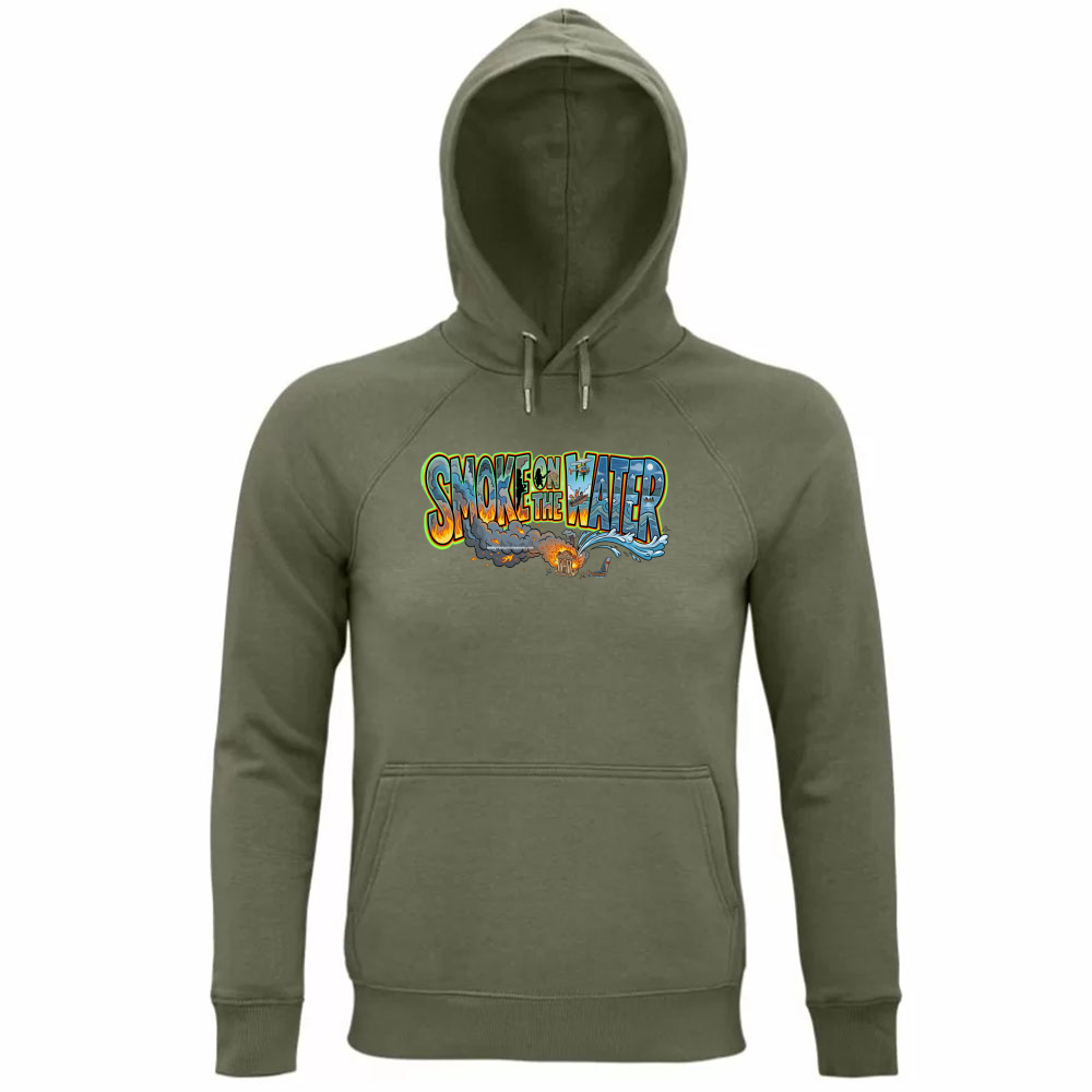 Felpa Organica Unisex Cappuccio linea smoke on the water A