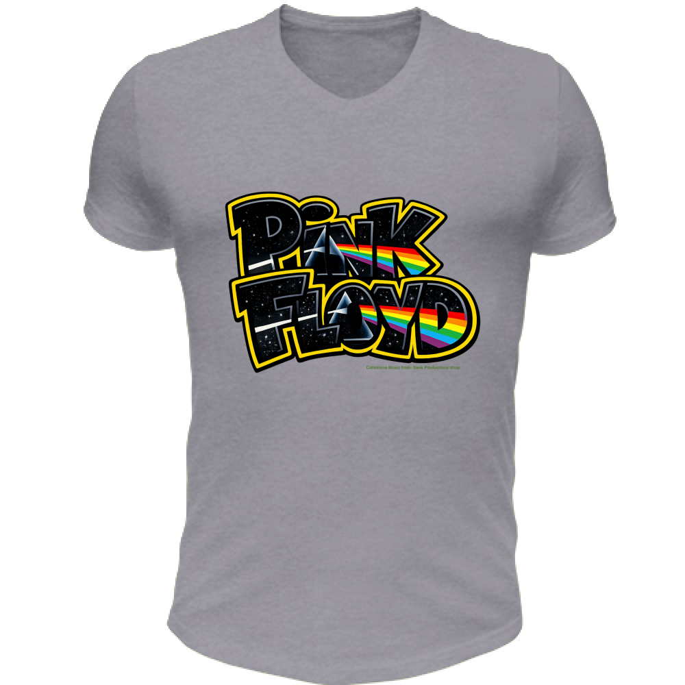T-Shirt Unisex Scollo V linea Pink Floyd