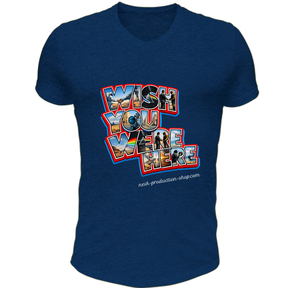 T-Shirt Unisex Scollo V linea wish you were here