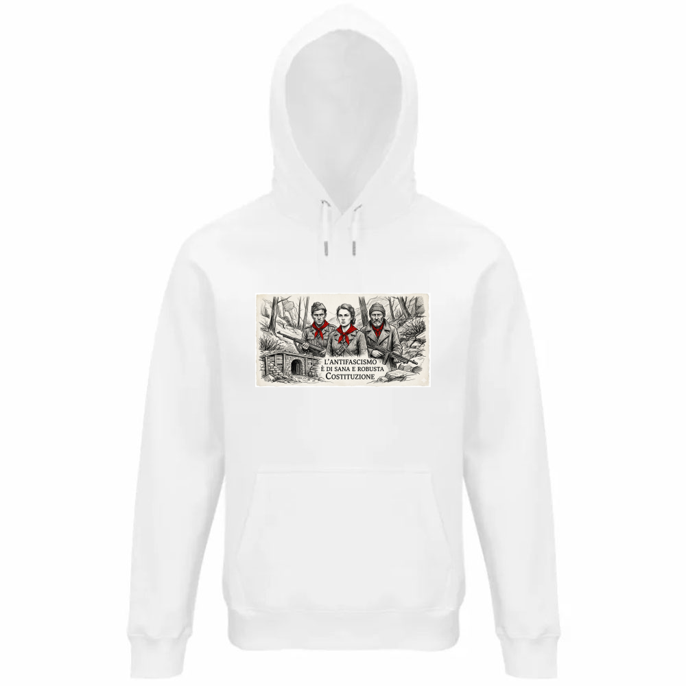 Felpa Organica Unisex Cappuccio linea antifa