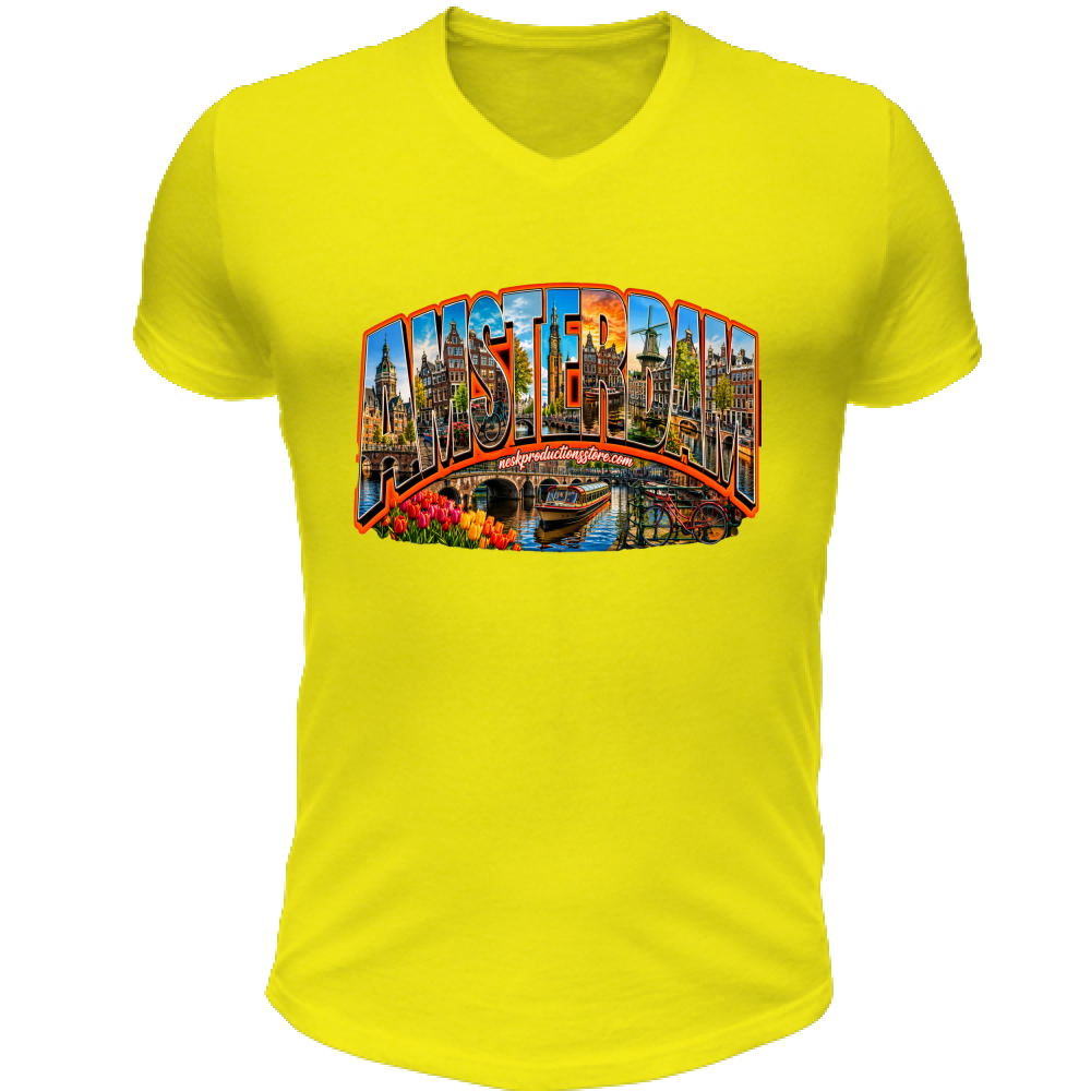 T-Shirt Unisex Scollo V linea amsterdam