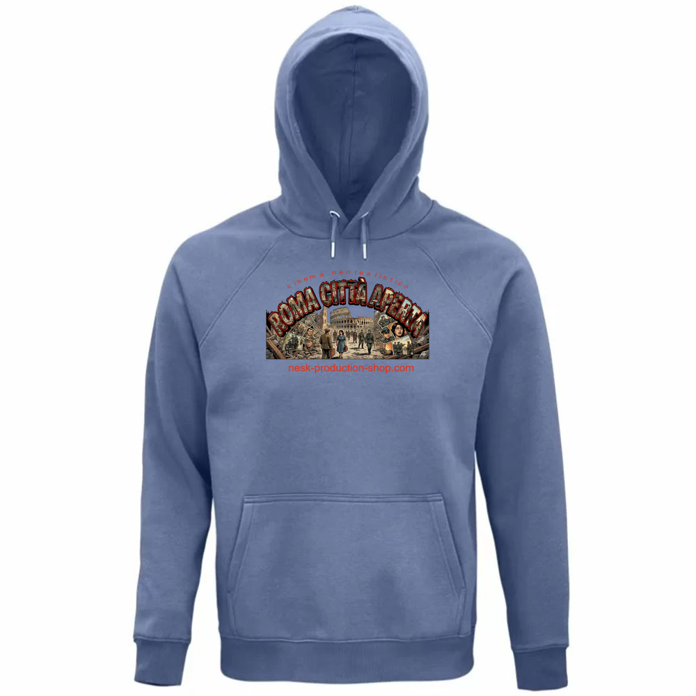 Felpa Organica Unisex Cappuccio linea roma città aperta