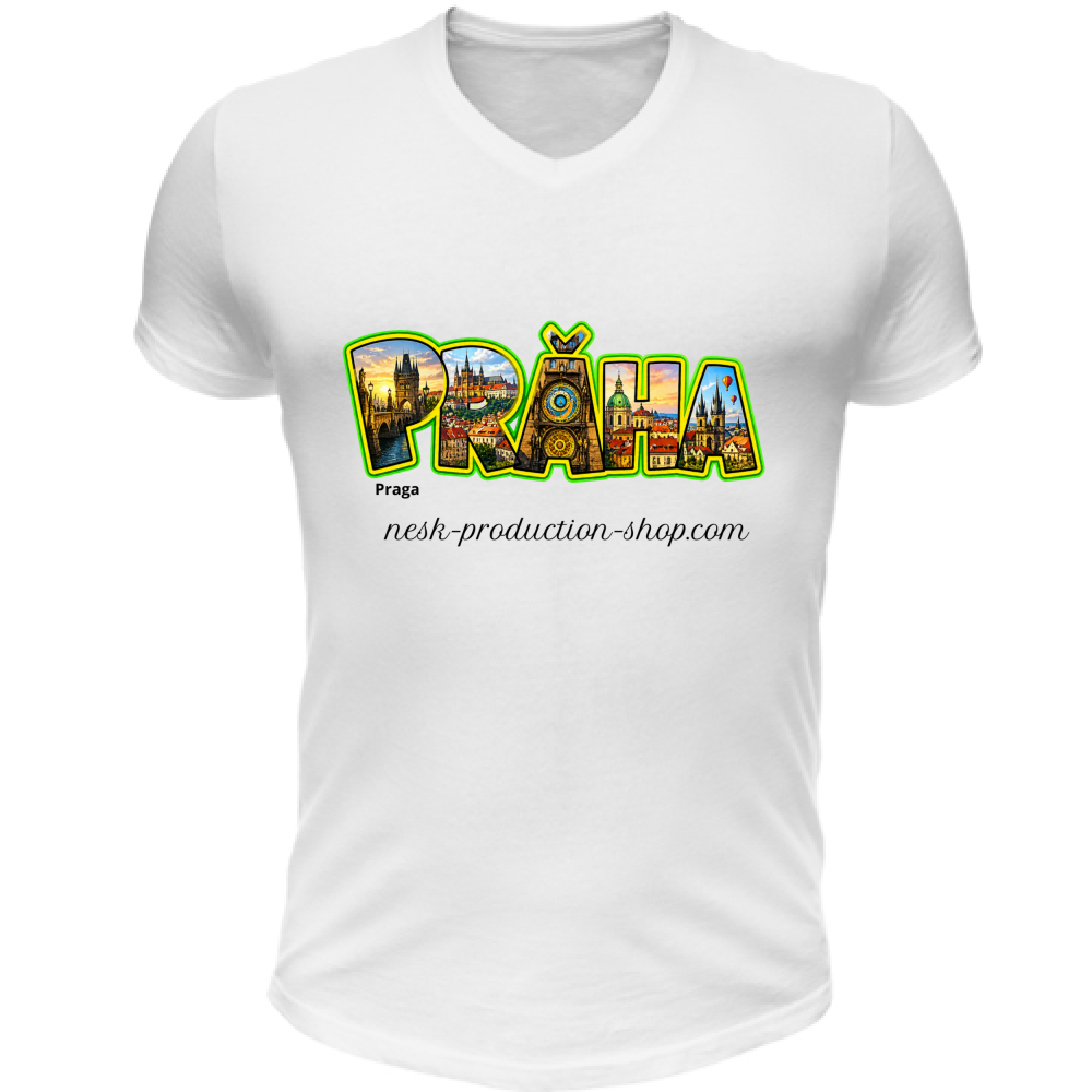 T-Shirt Unisex Scollo V linea praga