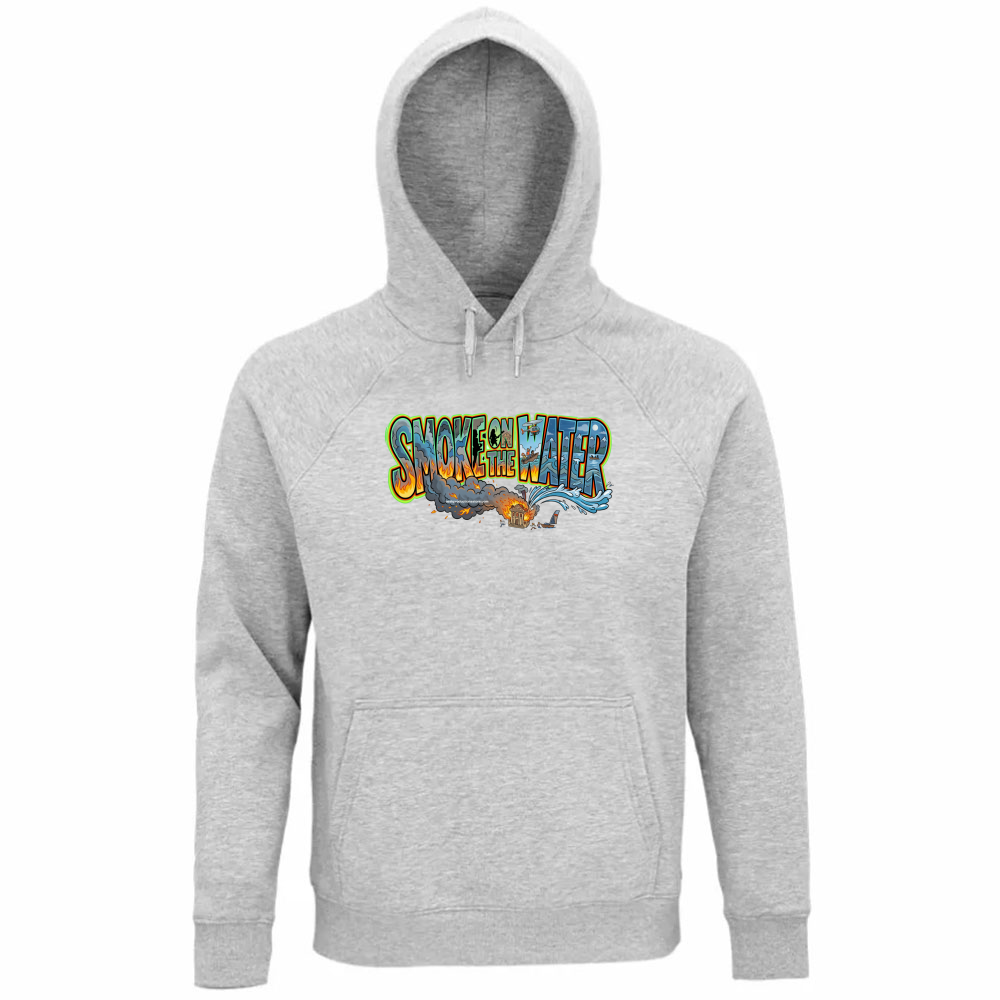 Felpa Organica Unisex Cappuccio linea smoke on the water A