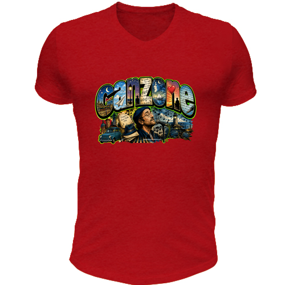 T-Shirt Unisex Scollo V linea Canzone Dalla