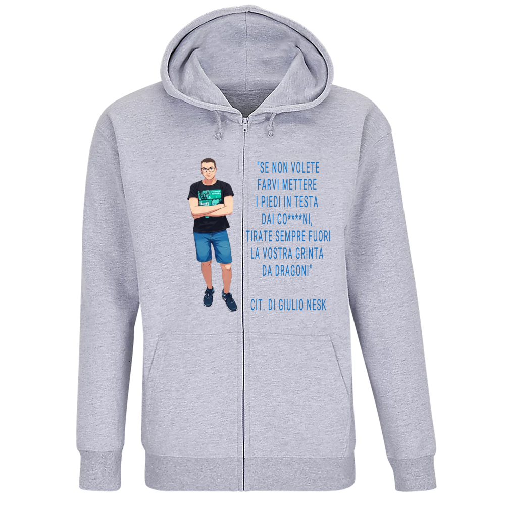 Felpa Premium Cappuccio Zip T-Shirt con una Frase Motivazionale