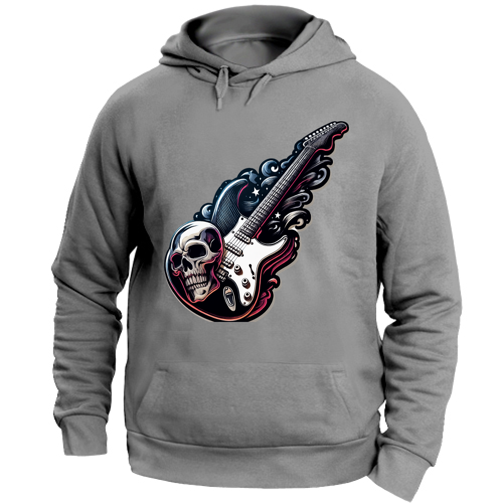 Felpa con Cappuccio Unisex Large linea chitarra rock