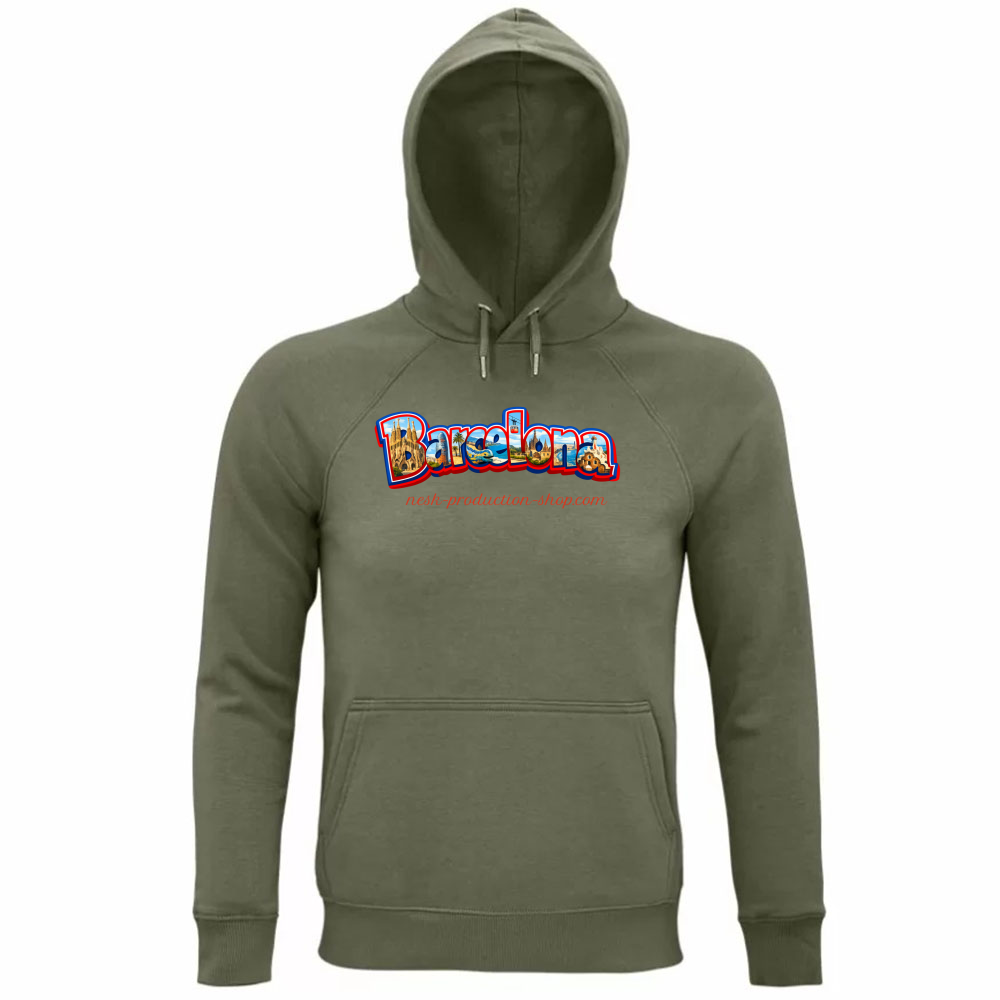 Felpa Organica Unisex Cappuccio linea Barcellona