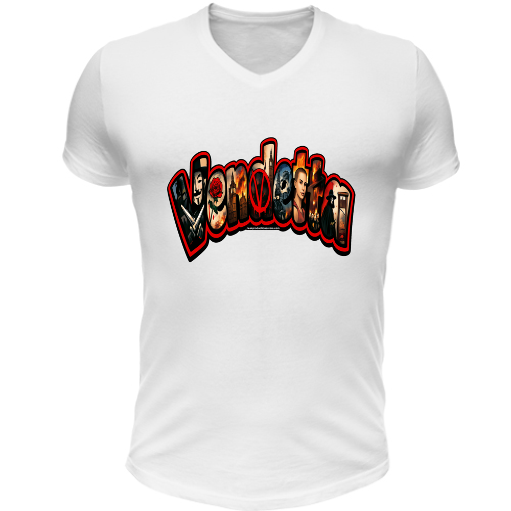 T-Shirt Unisex Scollo V Linea V per Vendetta A