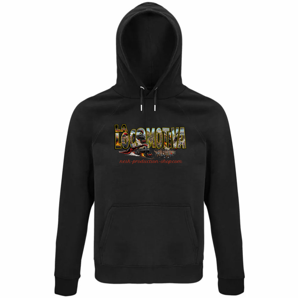 Felpa Organica Unisex Cappuccio linea la locomotiva