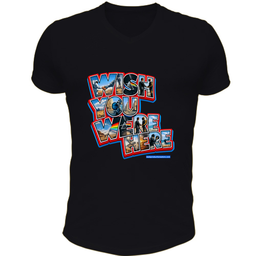T-Shirt Unisex Scollo V linea wish you were here A