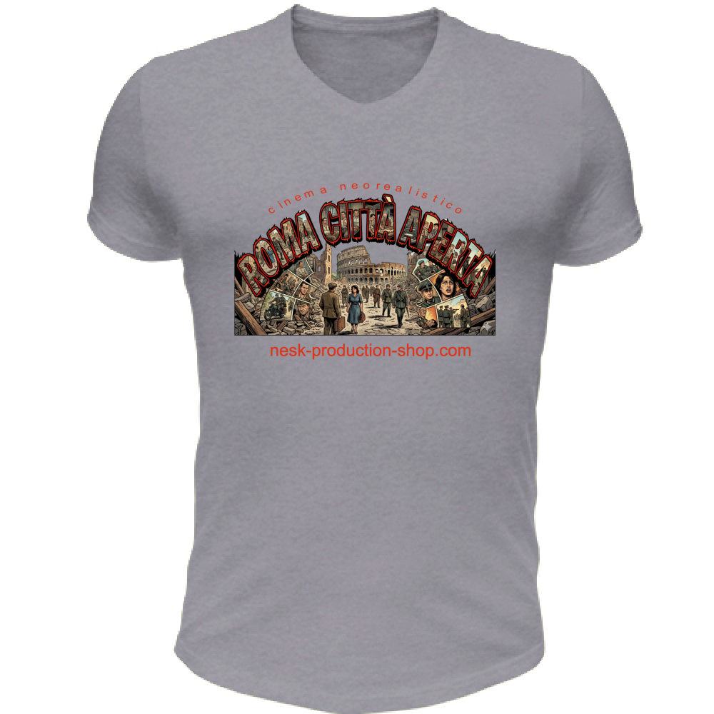 T-Shirt Unisex Scollo V linea roma città aperta