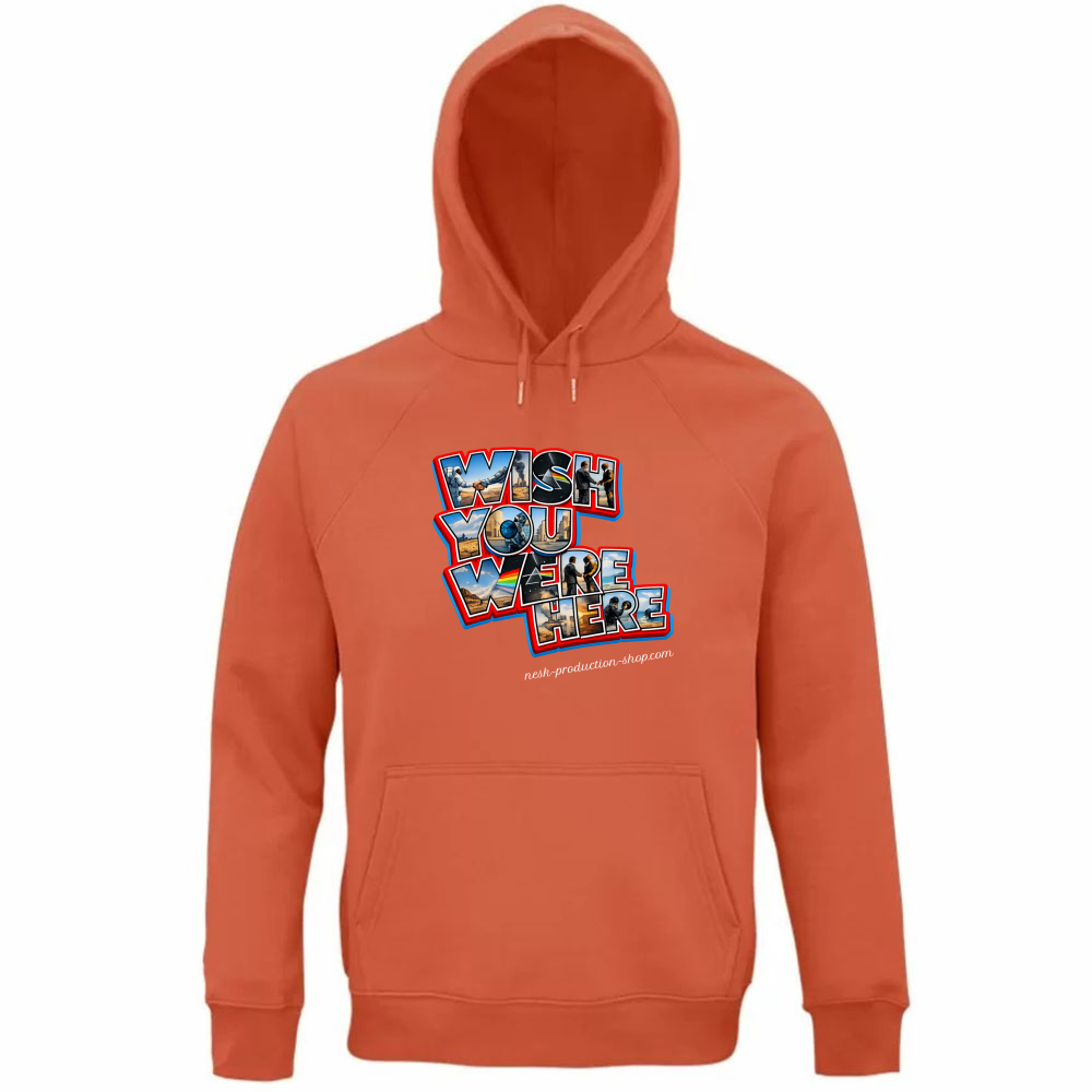 Felpa Organica Unisex Cappuccio linea wish you were here