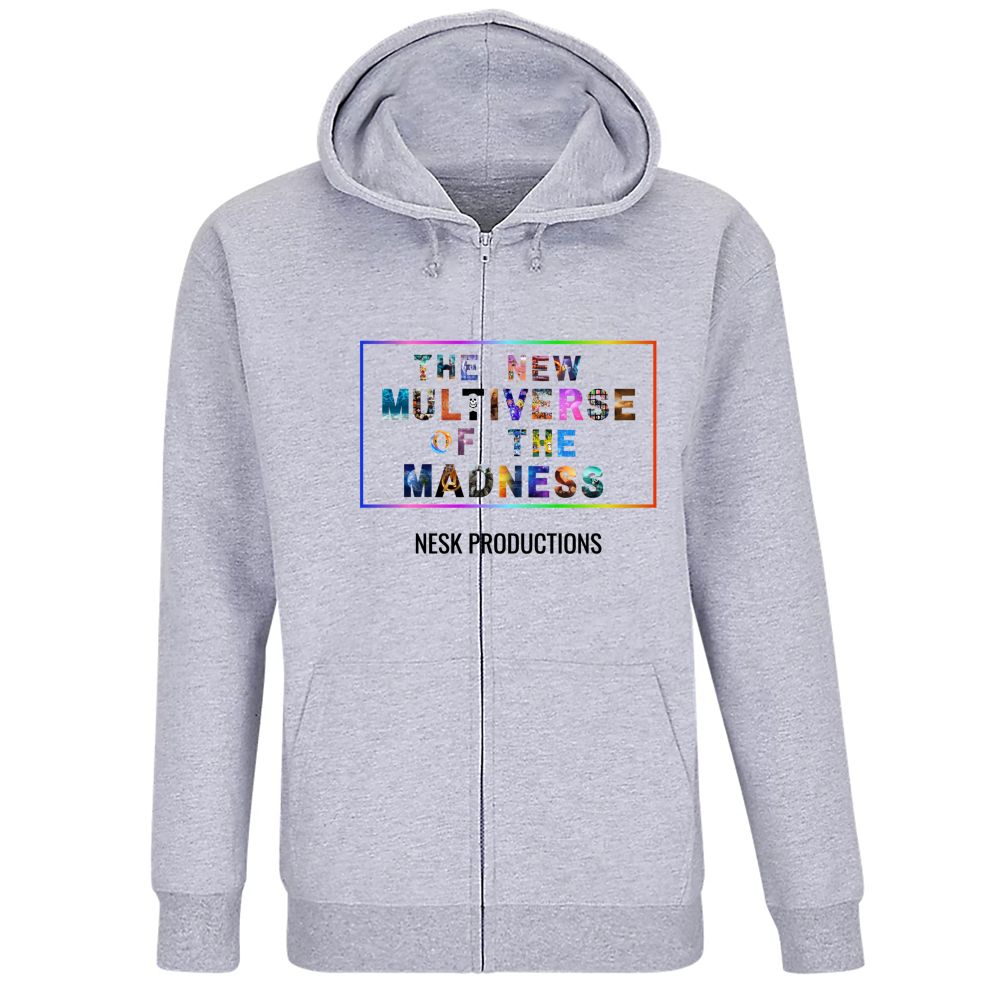 Felpa Premium Cappuccio Zip T-Shirt of Multiverse a Sfondo Bianco