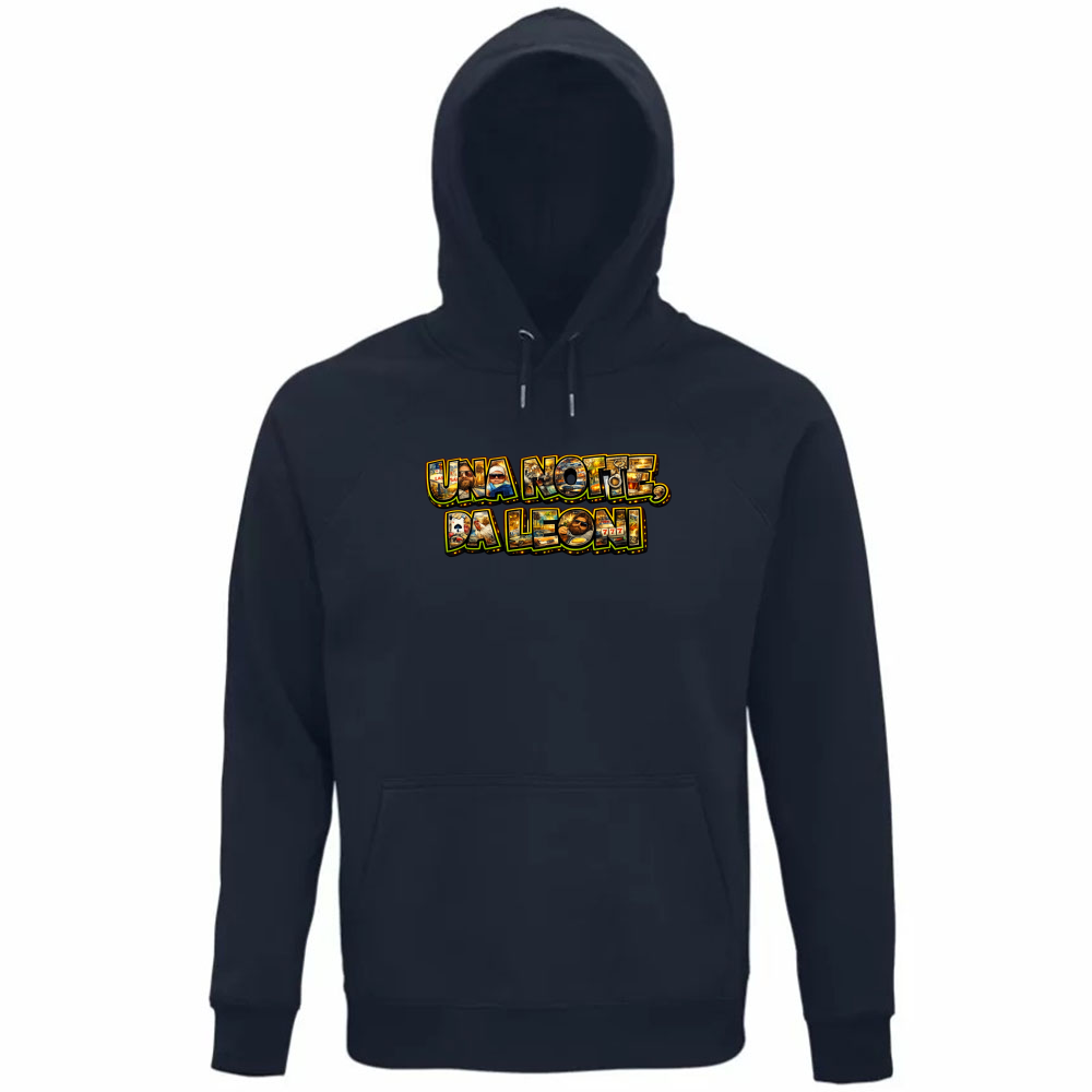 Felpa Organica Unisex Cappuccio Maglietta una Notte da Leoni