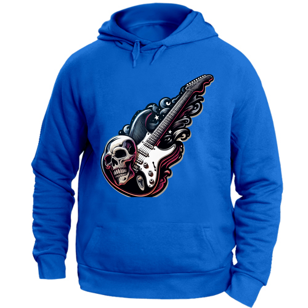 Felpa con Cappuccio Unisex Large linea chitarra rock