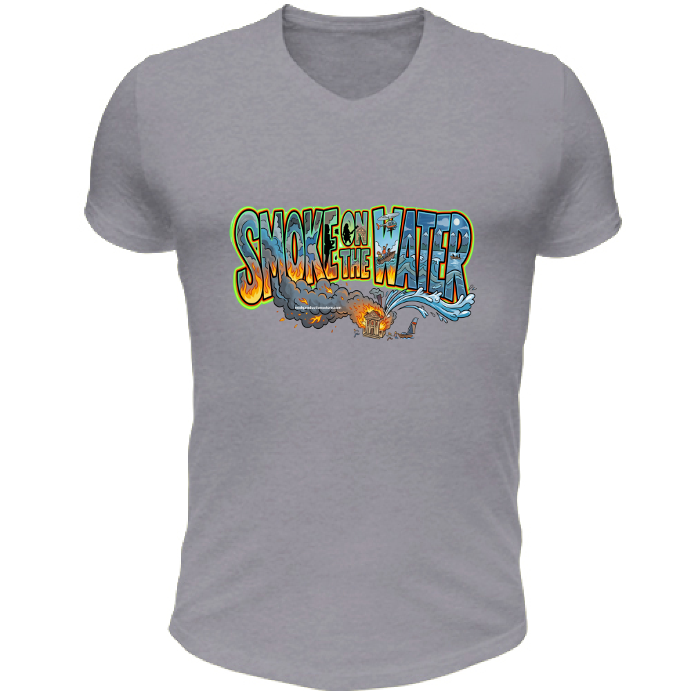 T-Shirt Unisex Scollo V linea smoke on the water A
