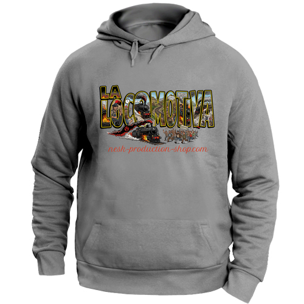 Felpa con Cappuccio Unisex Large linea la locomotiva