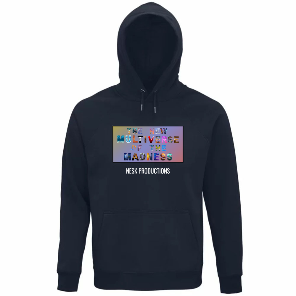Felpa Organica Unisex Cappuccio T-Shirt del Multiverso con Sfondo a Colori