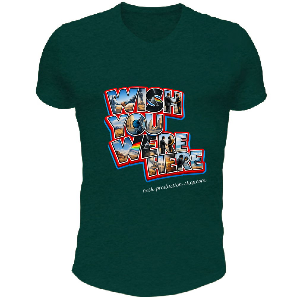 T-Shirt Unisex Scollo V linea wish you were here