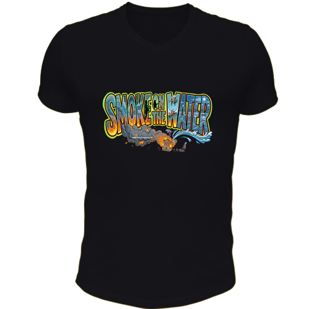 T-Shirt Unisex Scollo V linea smoke on the water A