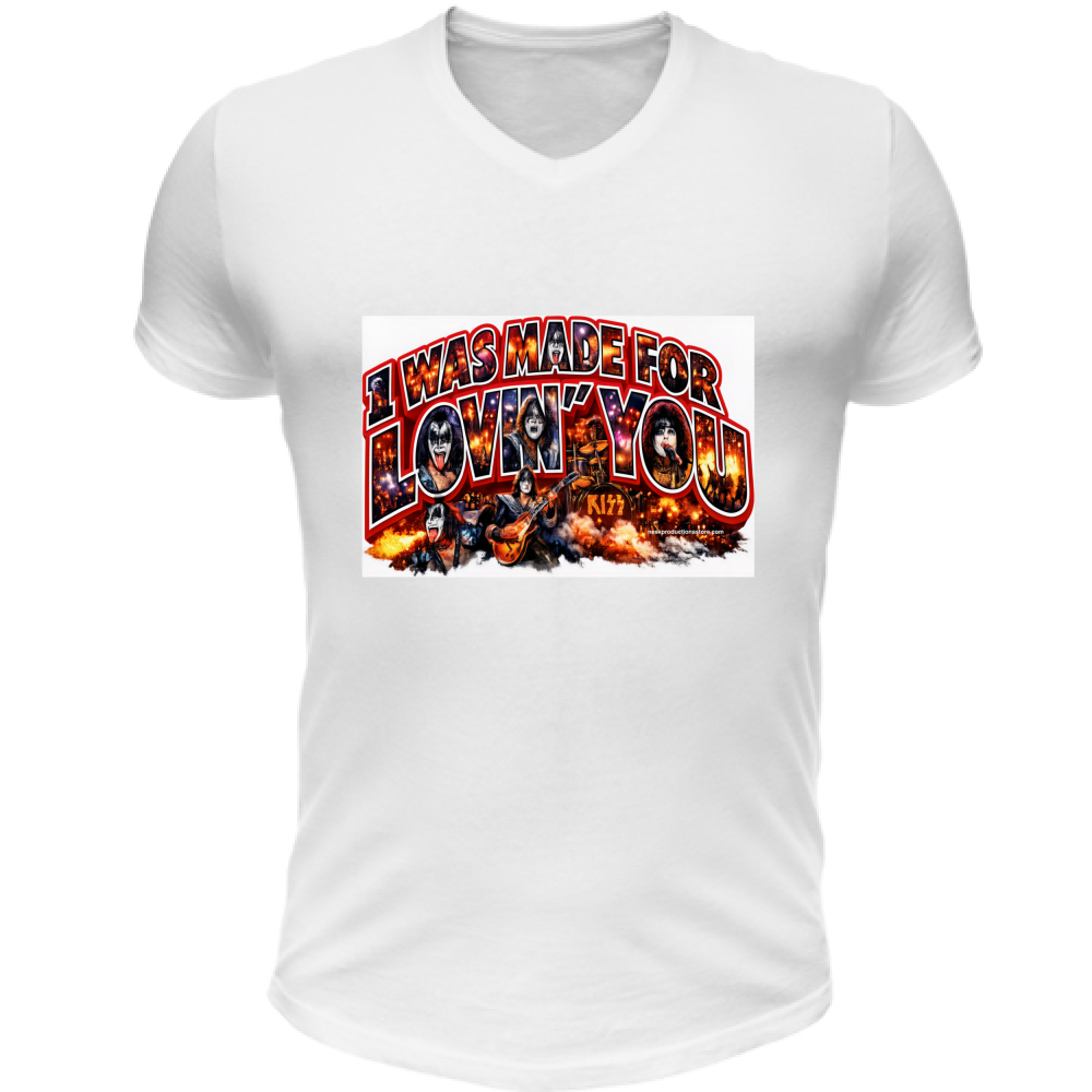 T-Shirt Unisex Scollo V linea i was made for lovin you 1A