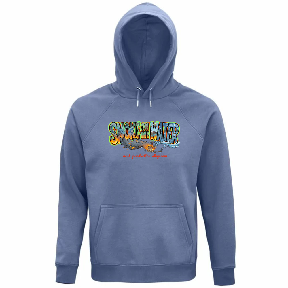 Felpa Organica Unisex Cappuccio linea smoke on the water