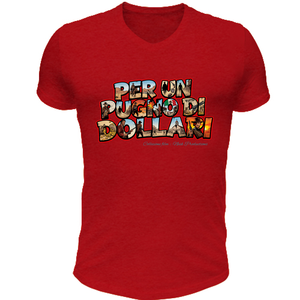 T-Shirt Unisex Scollo V Linea pugno di dollari