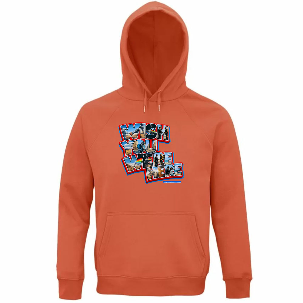 Felpa Organica Unisex Cappuccio linea wish you were here A