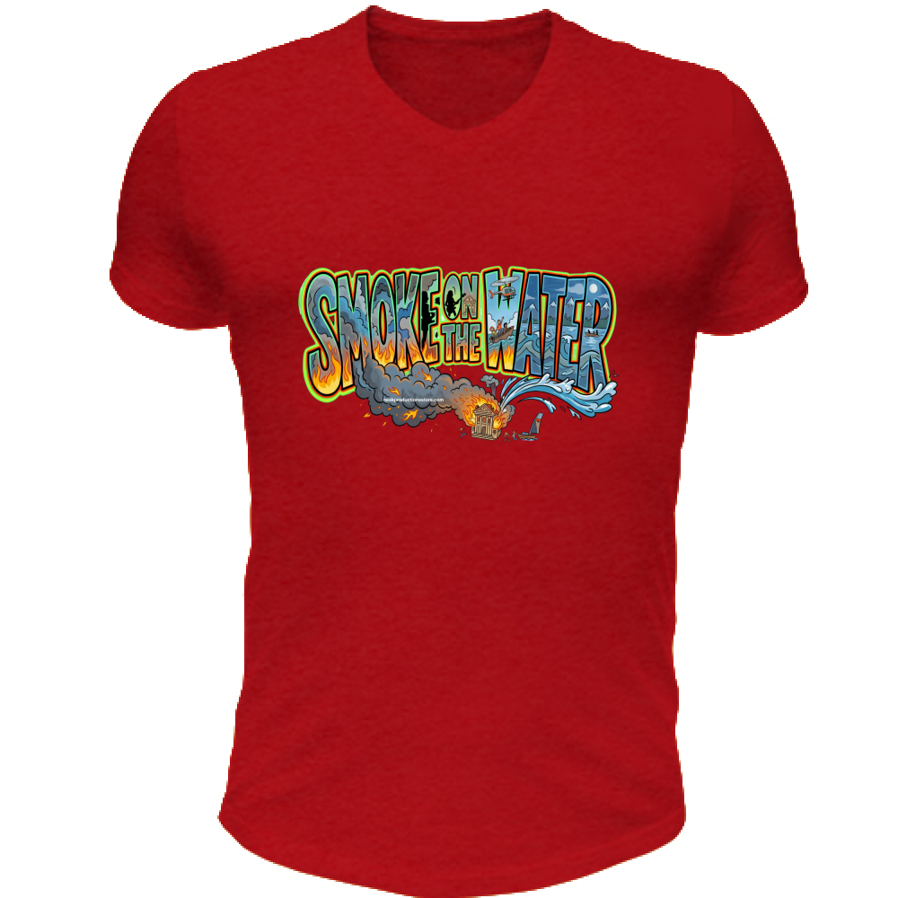 T-Shirt Unisex Scollo V linea smoke on the water A