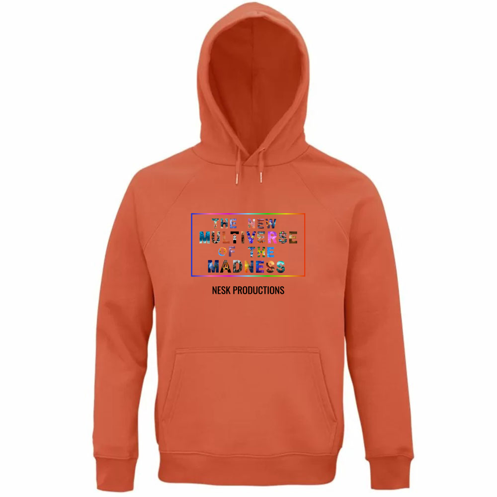 Felpa Organica Unisex Cappuccio T-Shirt of Multiverse a Sfondo Bianco