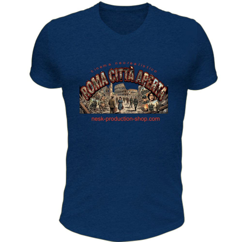 T-Shirt Unisex Scollo V linea roma città aperta