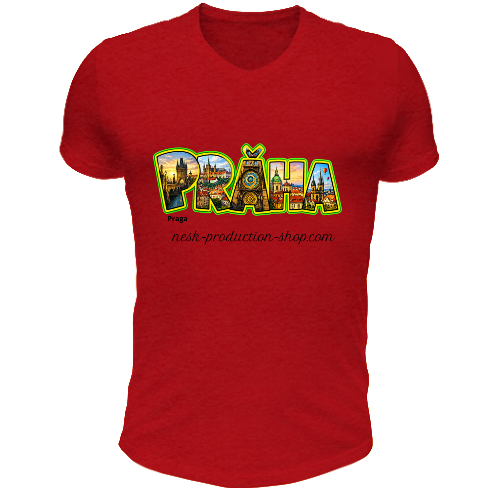 T-Shirt Unisex Scollo V linea praga