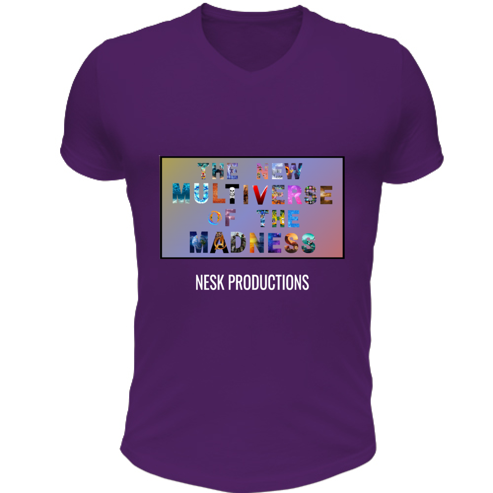T-Shirt Unisex Scollo V T-Shirt del Multiverso con Sfondo a Colori