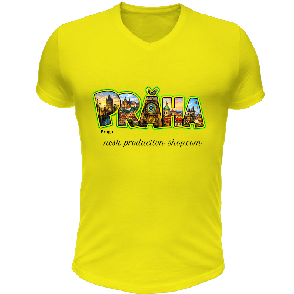 T-Shirt Unisex Scollo V linea praga