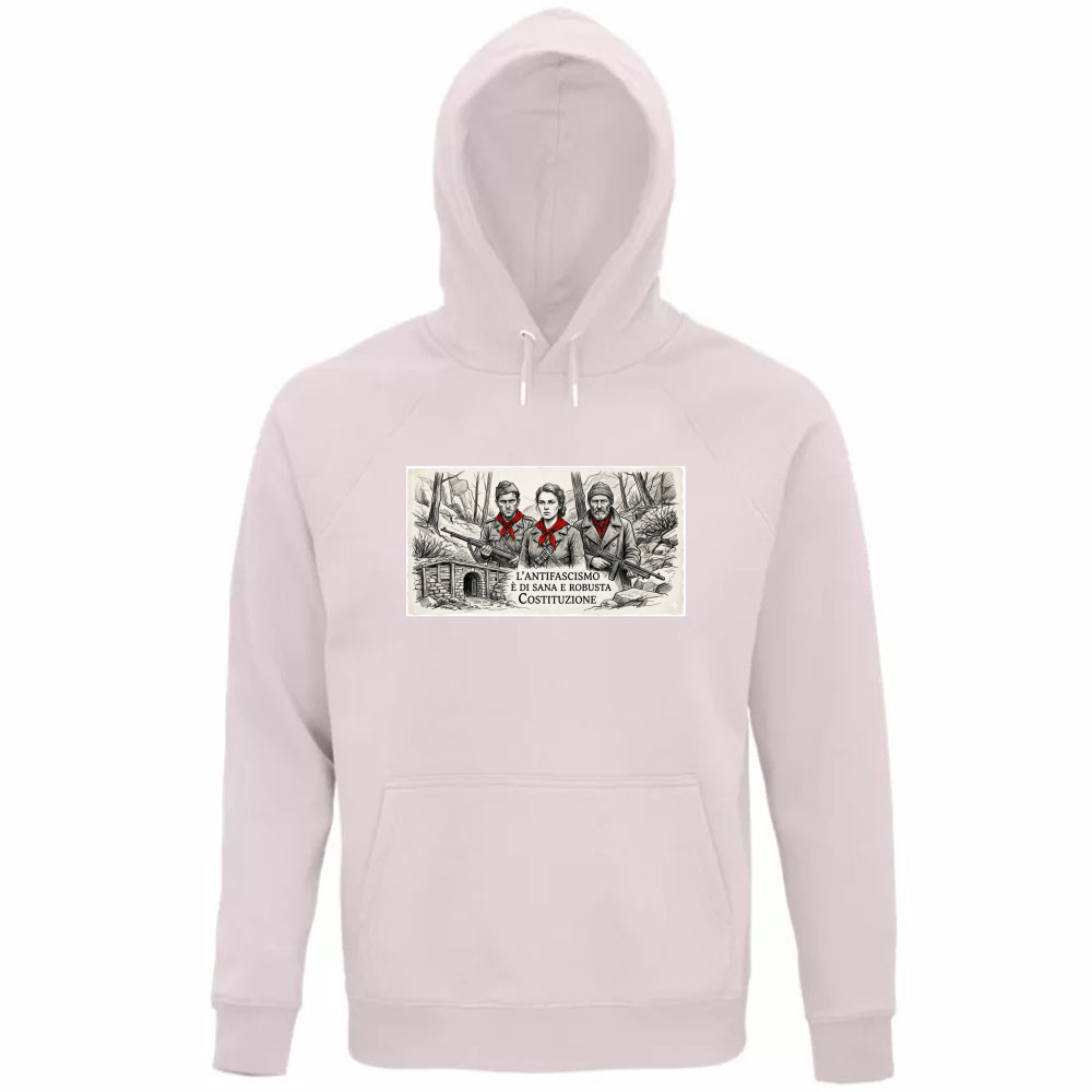 Felpa Organica Unisex Cappuccio linea antifa