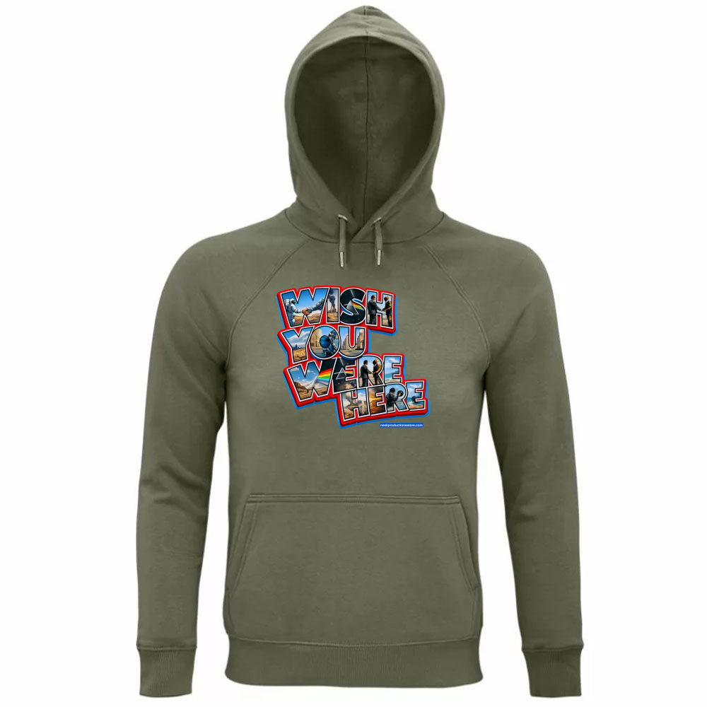Felpa Organica Unisex Cappuccio linea wish you were here A