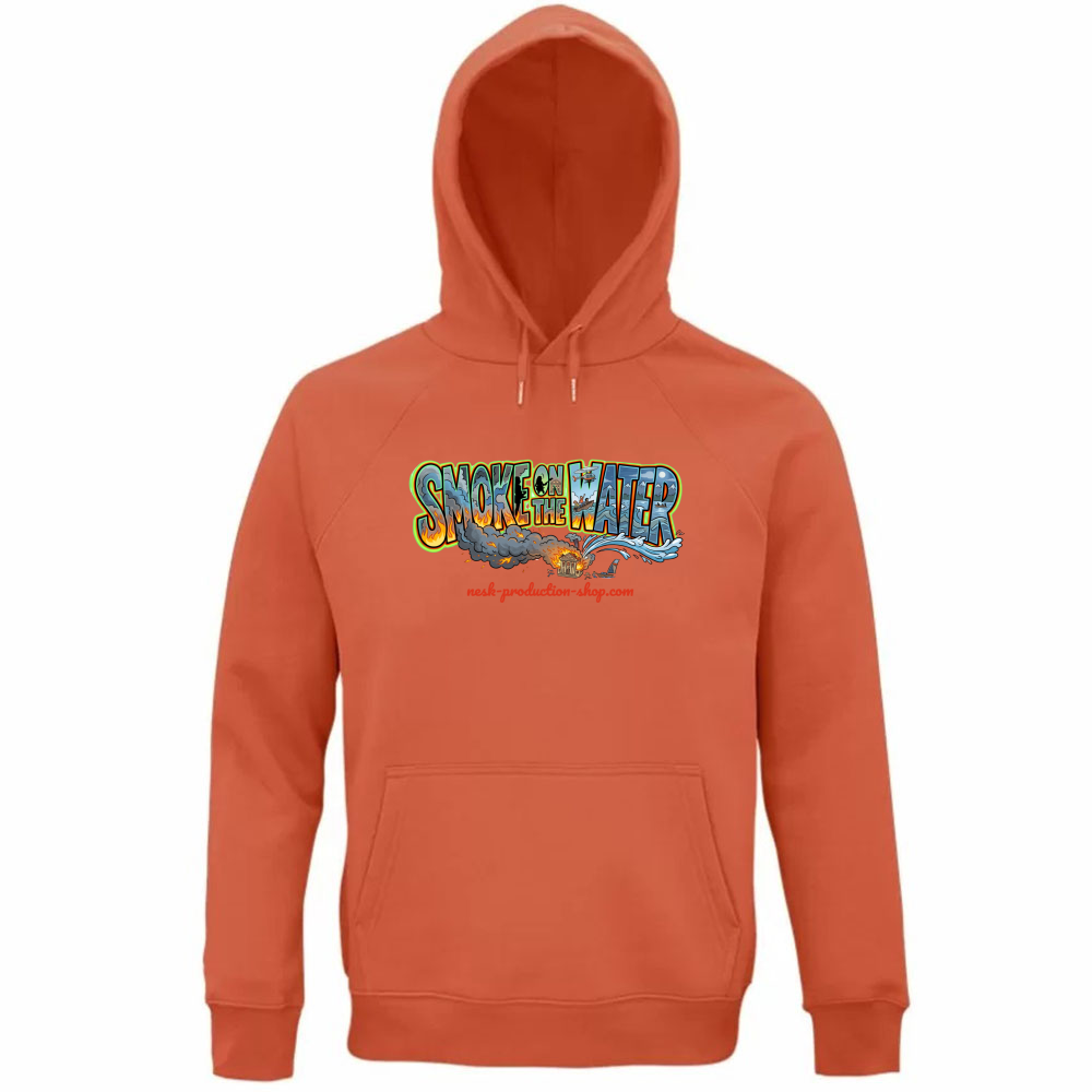 Felpa Organica Unisex Cappuccio linea smoke on the water