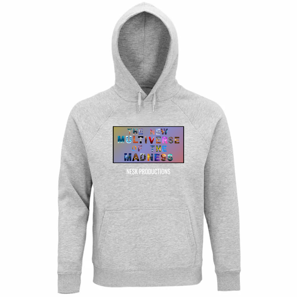 Felpa Organica Unisex Cappuccio T-Shirt del Multiverso con Sfondo a Colori