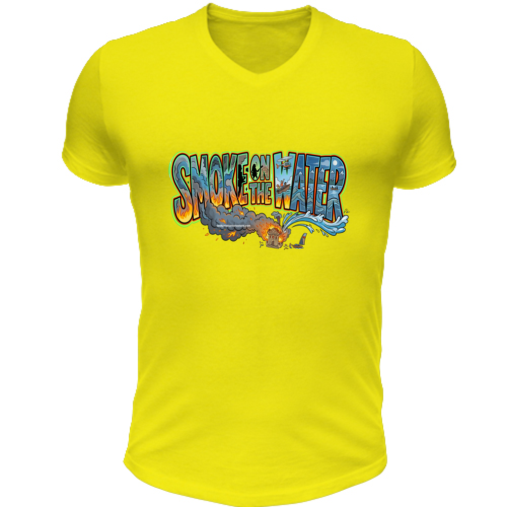 T-Shirt Unisex Scollo V linea smoke on the water A