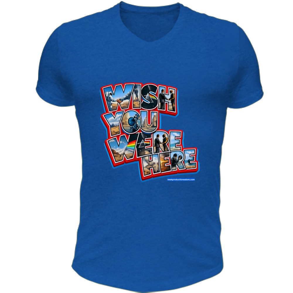 T-Shirt Unisex Scollo V linea wish you were here A