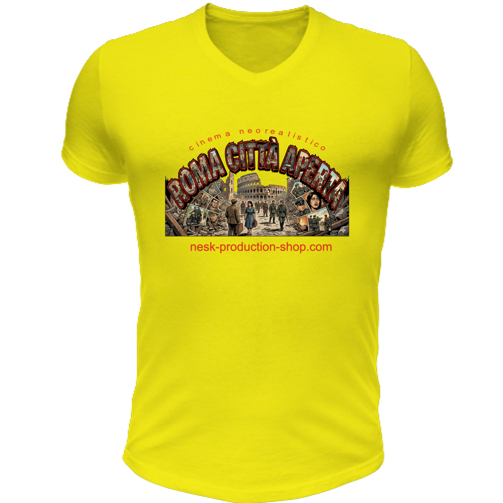 T-Shirt Unisex Scollo V linea roma città aperta