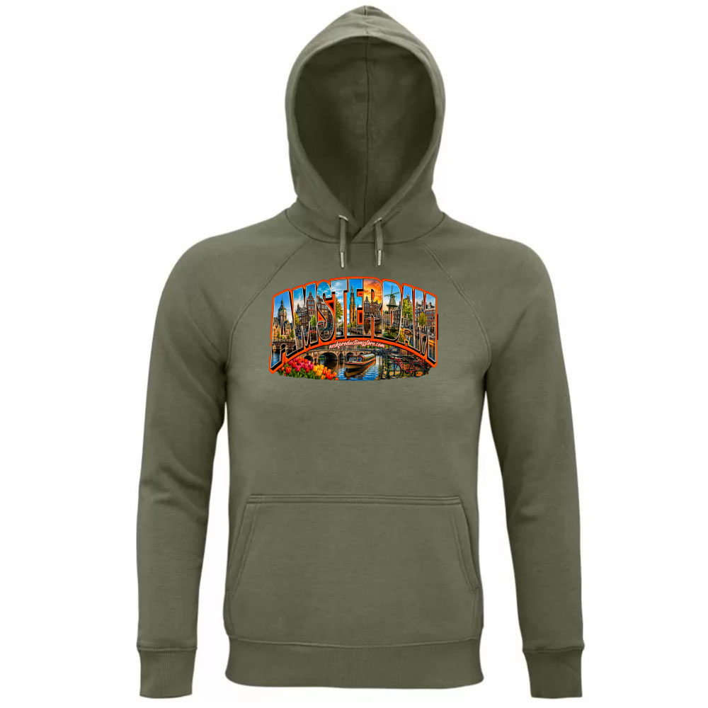 Felpa Organica Unisex Cappuccio linea amsterdam
