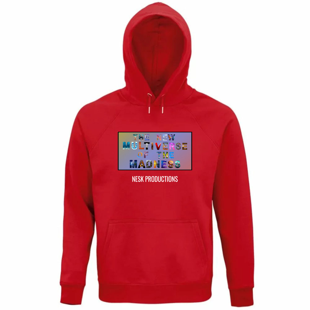 Felpa Organica Unisex Cappuccio T-Shirt del Multiverso con Sfondo a Colori