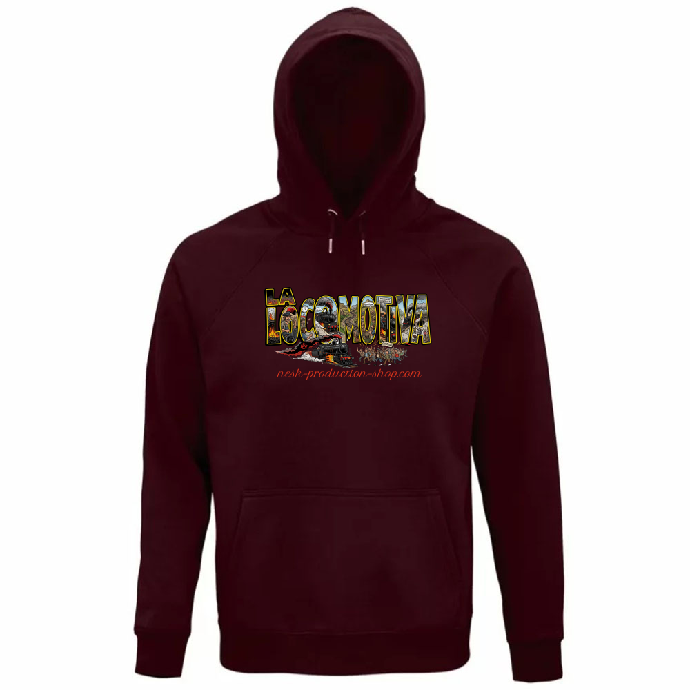 Felpa Organica Unisex Cappuccio linea la locomotiva