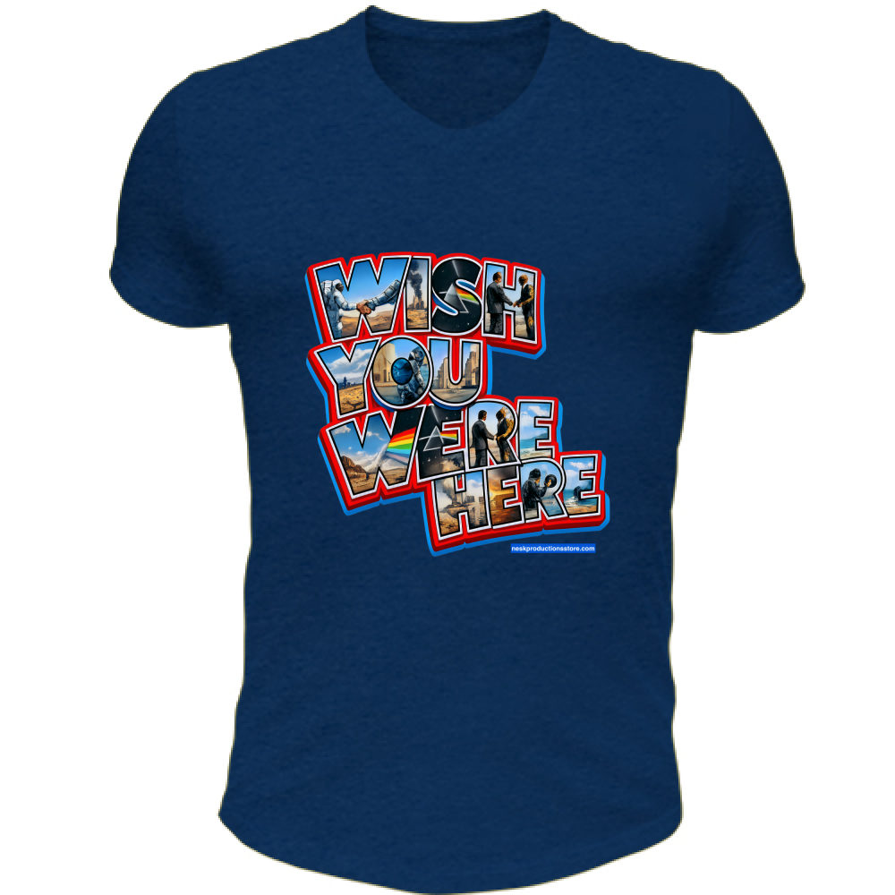 T-Shirt Unisex Scollo V linea wish you were here A