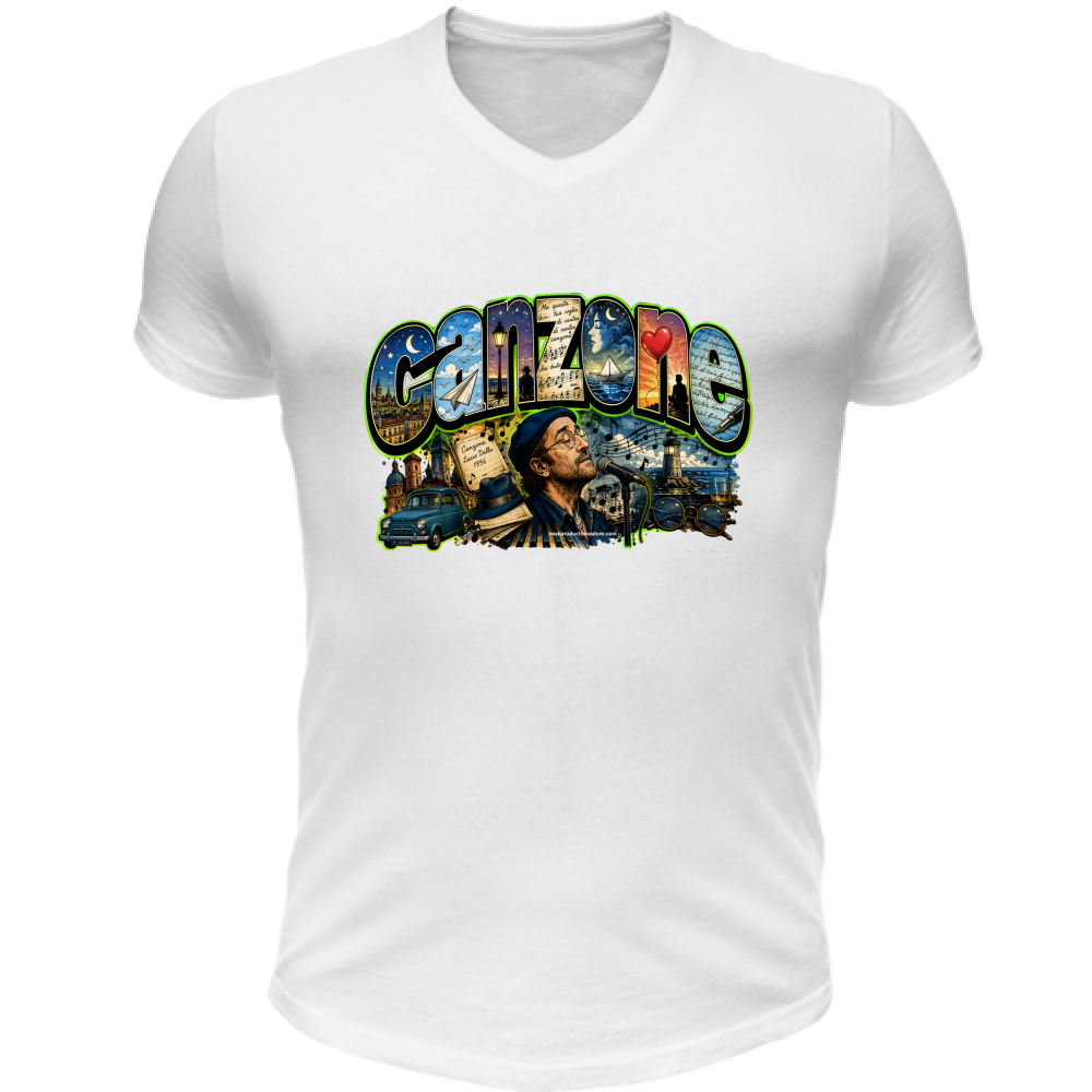 T-Shirt Unisex Scollo V linea Canzone Dalla