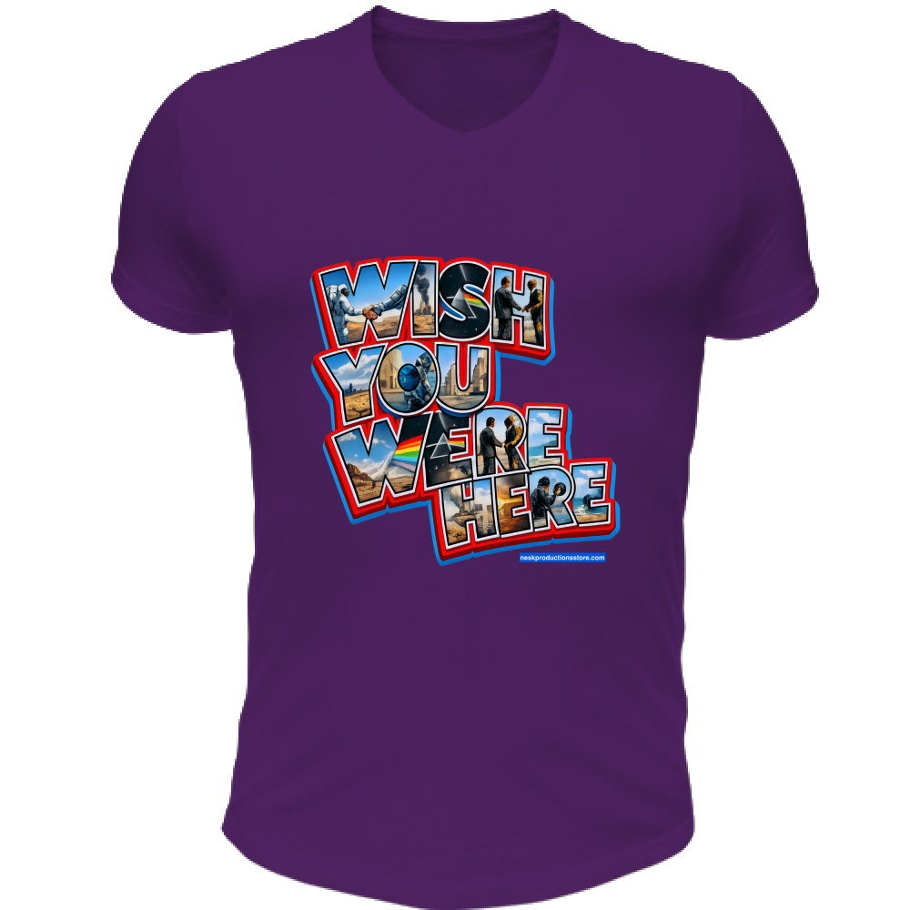 T-Shirt Unisex Scollo V linea wish you were here A