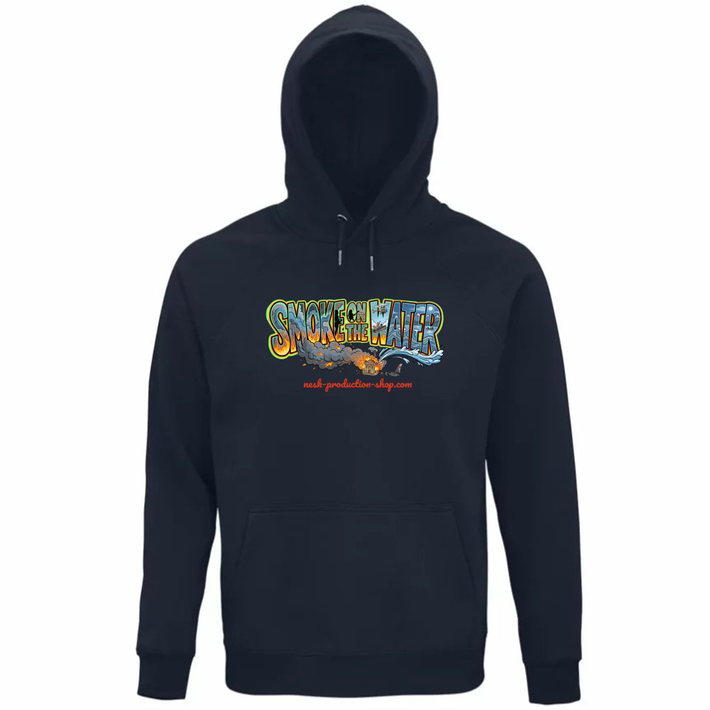 Felpa Organica Unisex Cappuccio linea smoke on the water