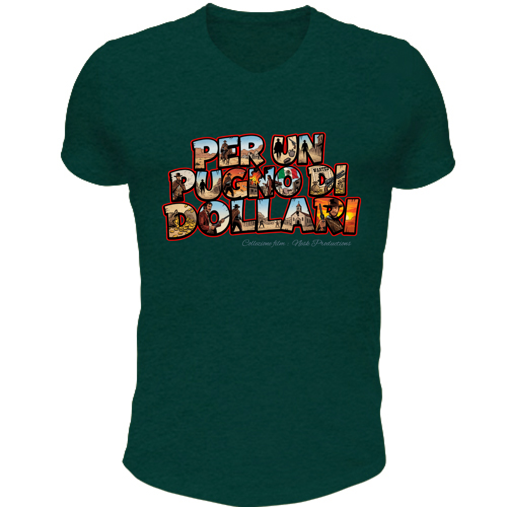 T-Shirt Unisex Scollo V Linea pugno di dollari